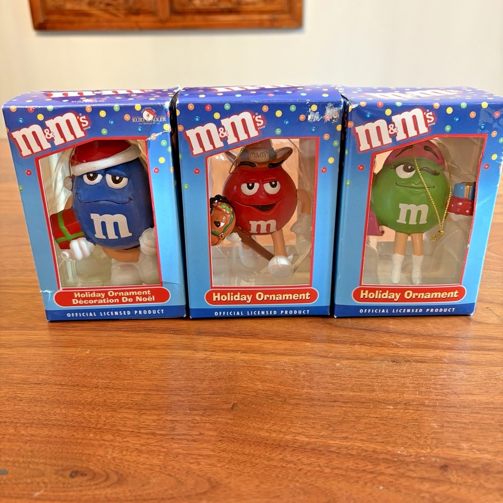 M&M's Kurt S. Adler Holiday Ornament Set of 3 Vintage Character Figurines